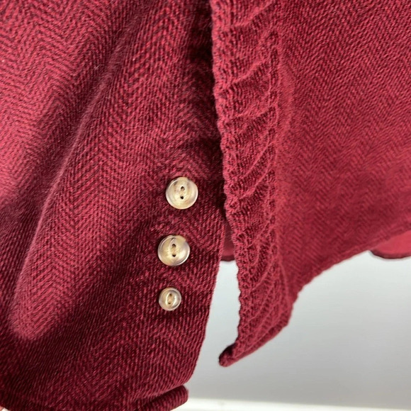EDDIE BAUER Mens Burgundy Corduroy Herringbone Button Down Shirt Size XL Tall - Picture 5 of 13